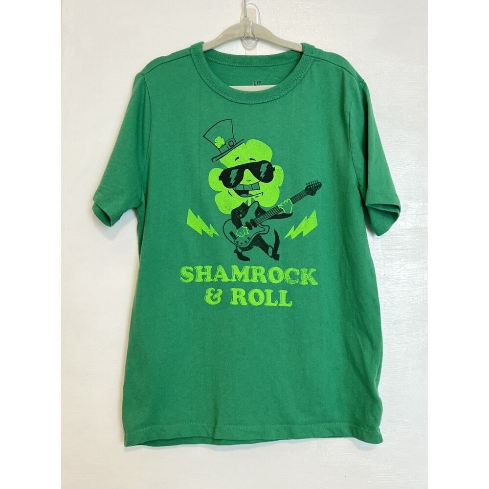 Gap Kids Shamrock & Roll Graphic T-Shirt St Patricks Paddys Pattys Day S 6-7